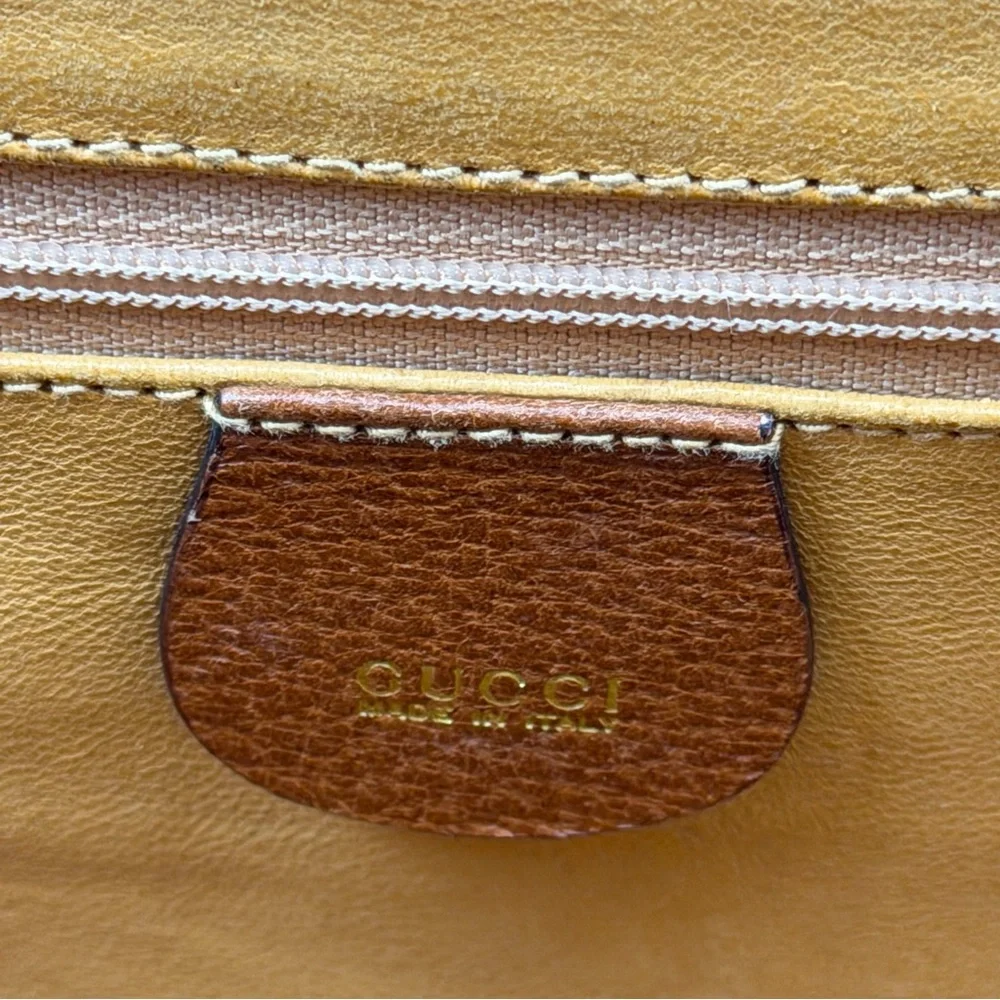 Gucci Vintage Large Bamboo Handle Leather Tote‎ Bag Brown Diana Bag